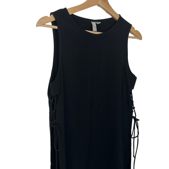 ASOS Black High Low Rib Tie Slip Dress Size 2 - Picture 4 of 6